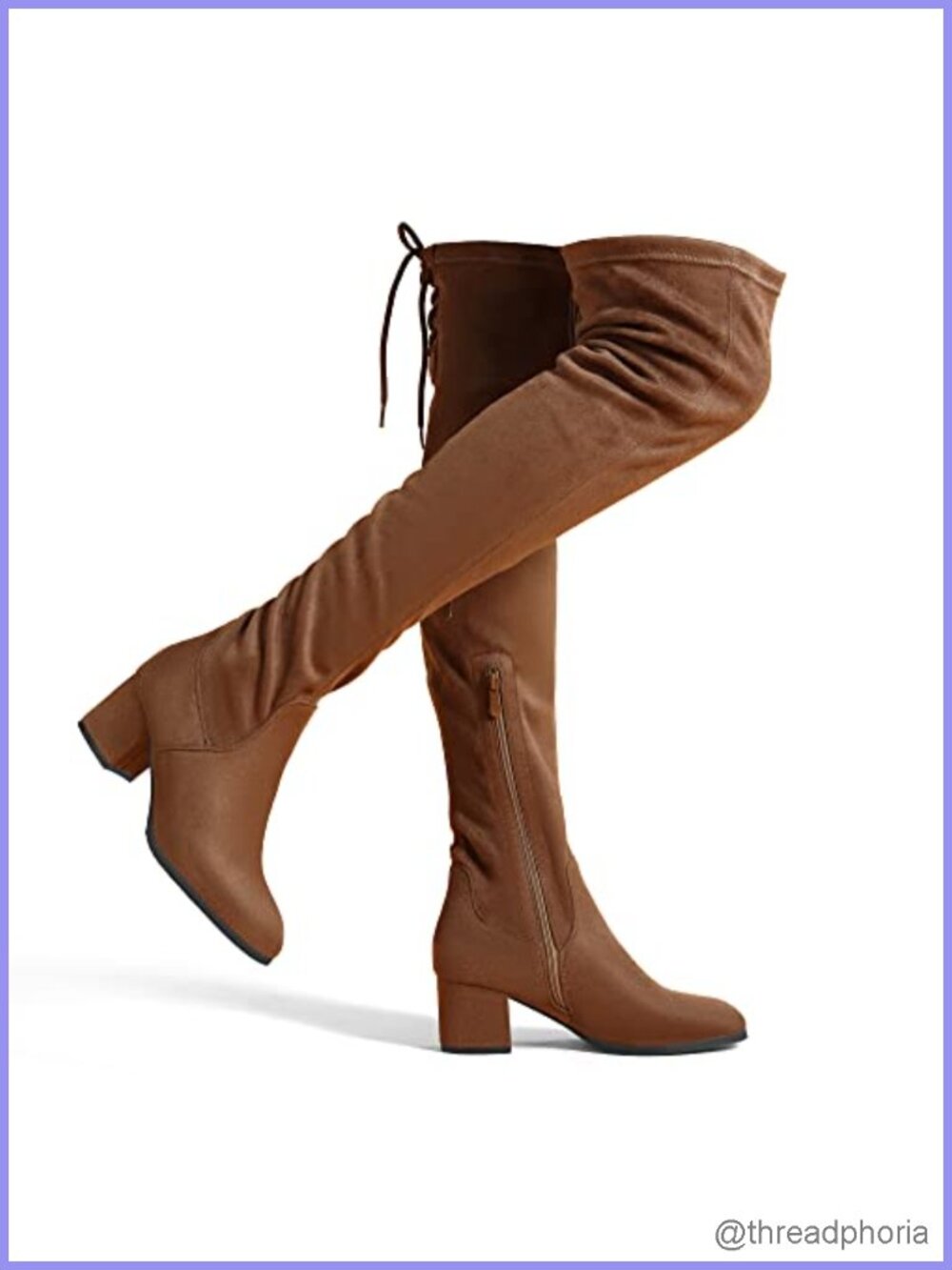 Over The Knee Thigh High Boots Faux Suede Block Heel